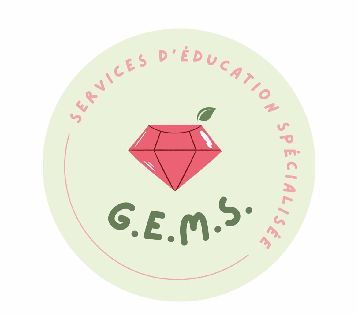 Logo of G.E.M.S., specialized education services with a red gem and green leaf.